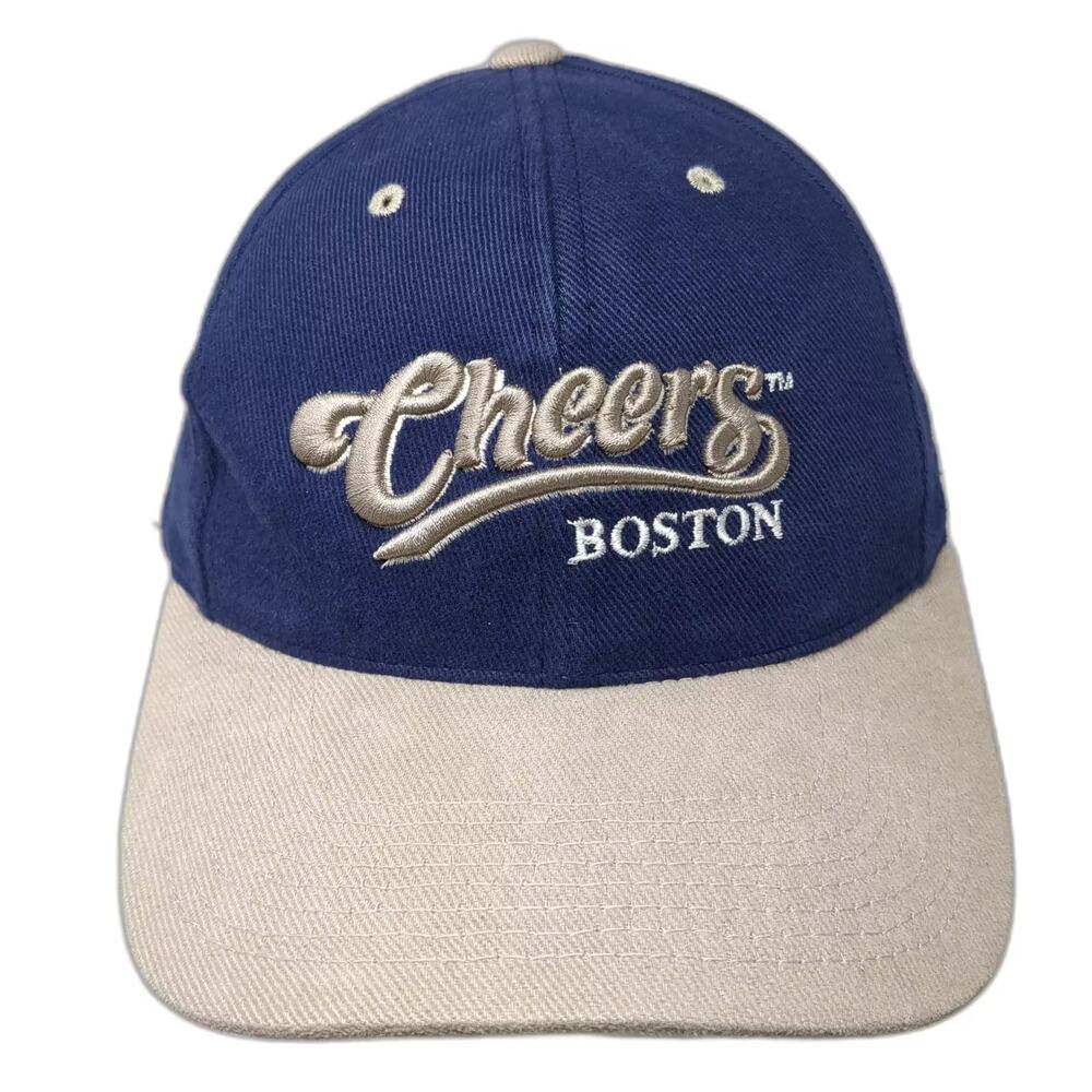 Cheers Boston Baseball Cap Hat Blue Beige OS Embroidered Adjustable Slideback